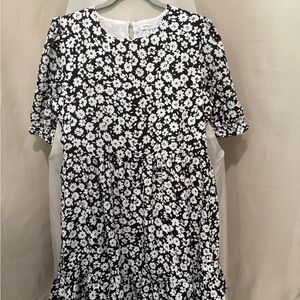 Floral Black and White Dress